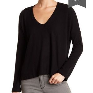 Brushed Ribbed Knit Long Sleeve T-Shirt